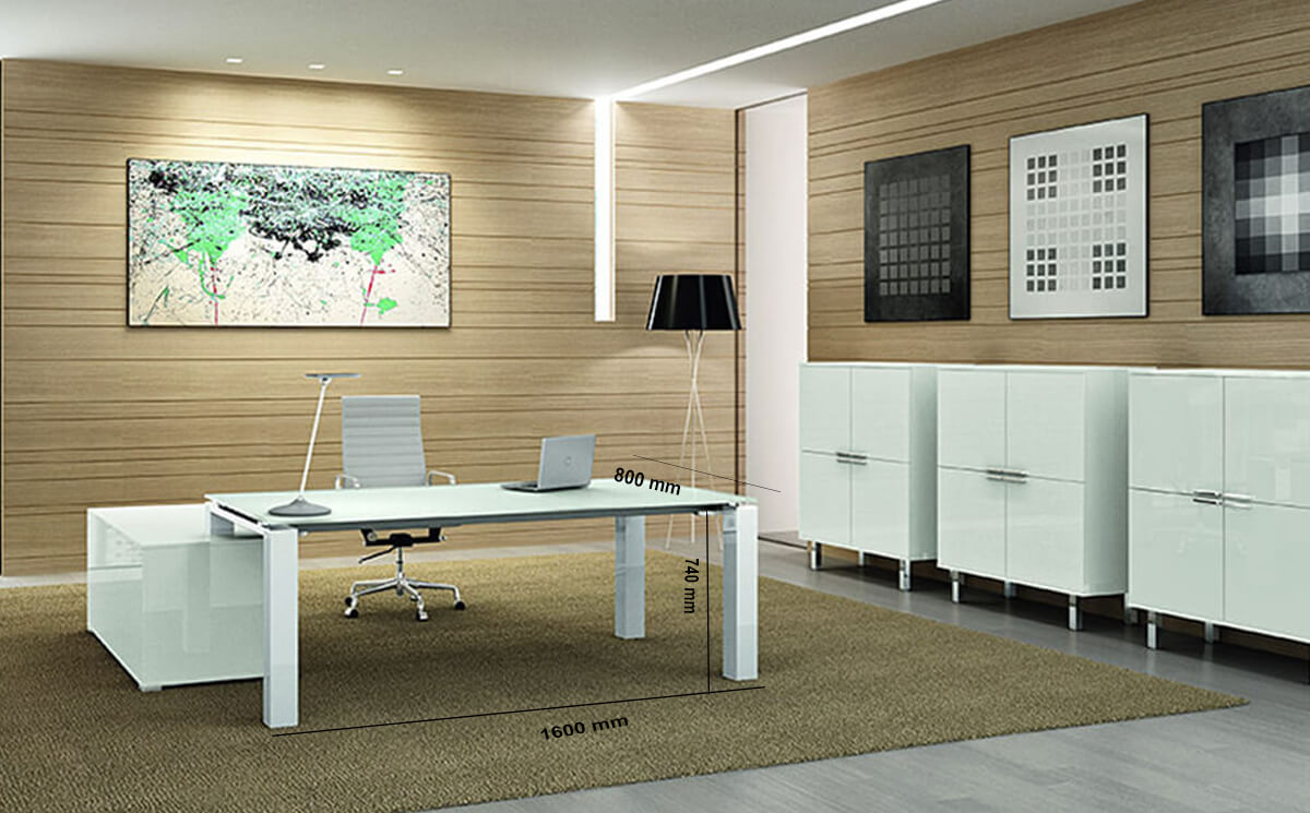 Size Noemi – Coloured Glass Top Executive Desk