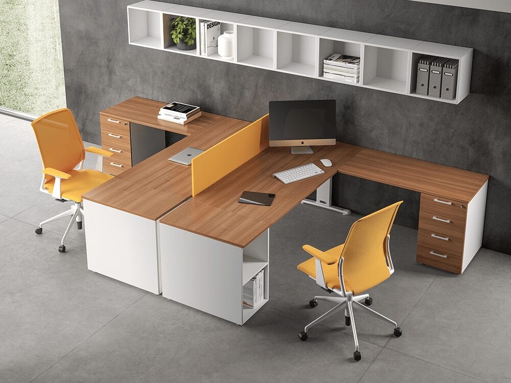 Matteo – T Leg Office Desk with shelf for storage