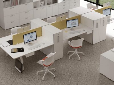Simona 2 - Minimalist Office Task Desk for 2, 4 and 6 people and optional Vertical Storage