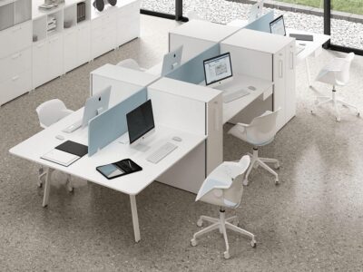 Minimo 5 - Minimalist Office Task Desk for 2, 4 and 6 people and optional Vertical Storage