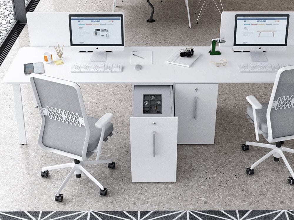 Minimo 6 - Minimalist Operational Office Desk with Optional Vertical File Unit