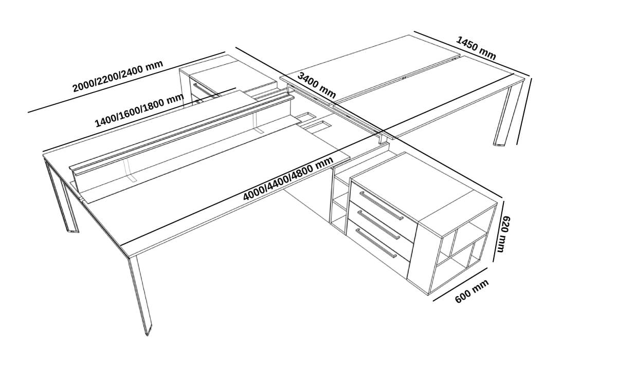 Viviana 2 Contemporary Office Workstation Desk For 2 Or 4 With Slim Legs Size Img Viviana 2 Contemporary Office Workstation Desk For 2 Or 4 With Slim Legs Size Img