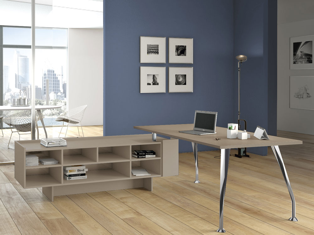 Zeta Executive Desk With Stylish Legs With Optional Return & Credenza Unit 01 Img