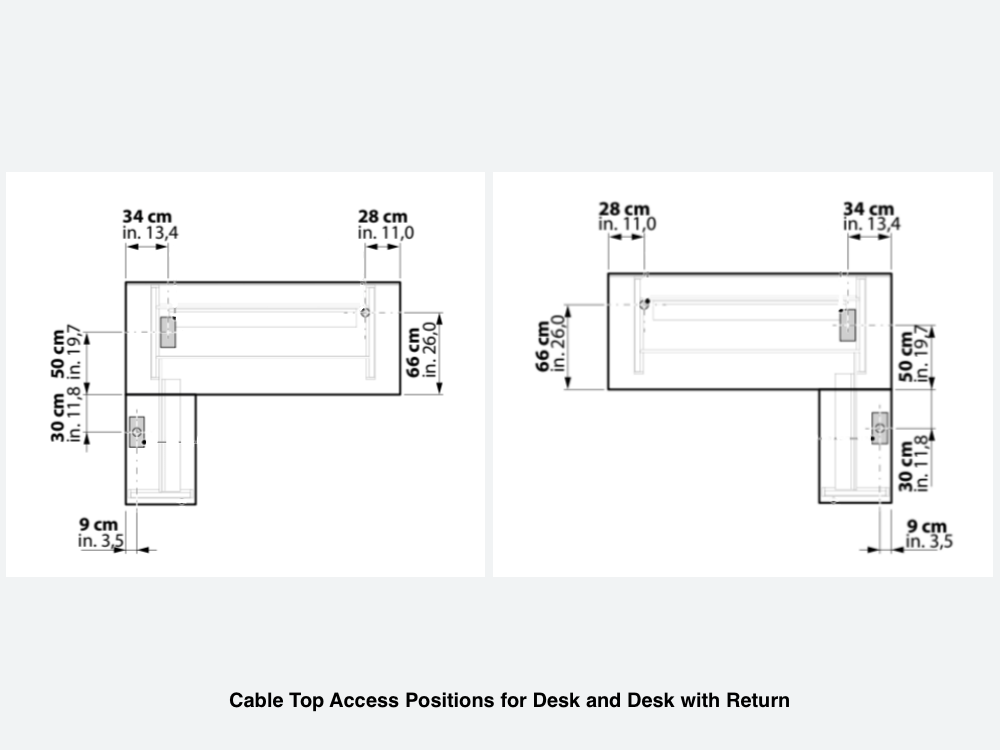 Cable Position For Desk And Desk With Return
