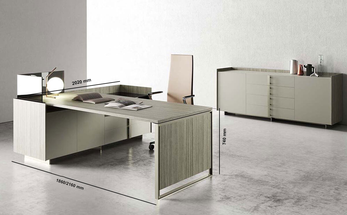 Magenta – Contemporary Executive Desk With Credenza Storage Included