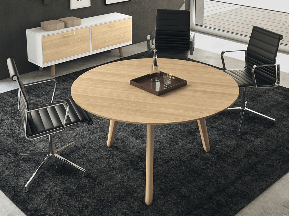 Rail 4 Seater Round Meeting Table Mainimg