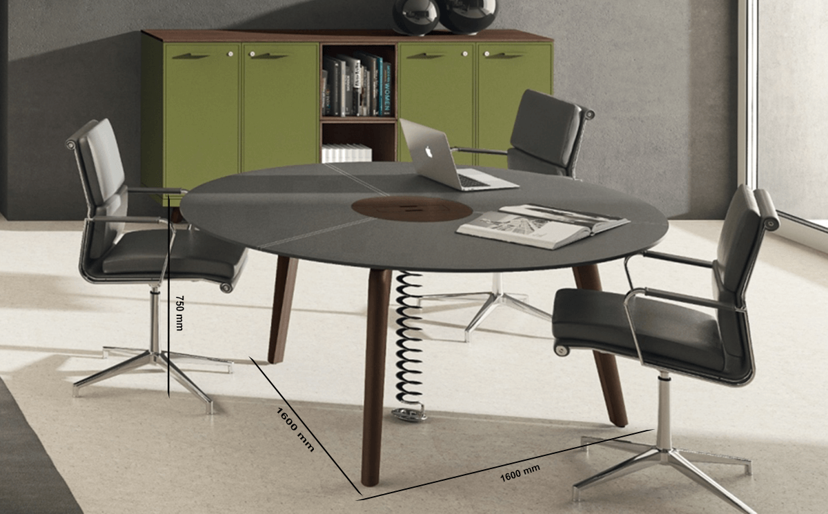 Size Rail 3 Tops Round Meeting Table