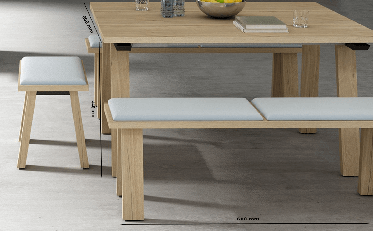 Size Take Off Table With Coated Legs With Bench Cushion