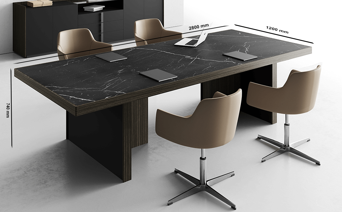Size Vittoria Meeting Table In Thunder Night Matte