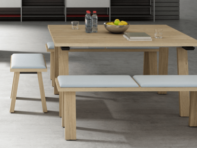 Take Off Table With Coated Legs With Bench Cushion Mainimg