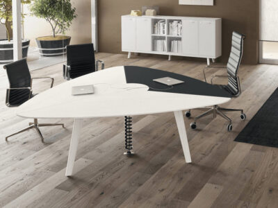 Yahia 1 Triangular Table With 2 Wooden Tops And 1 Leather Top
