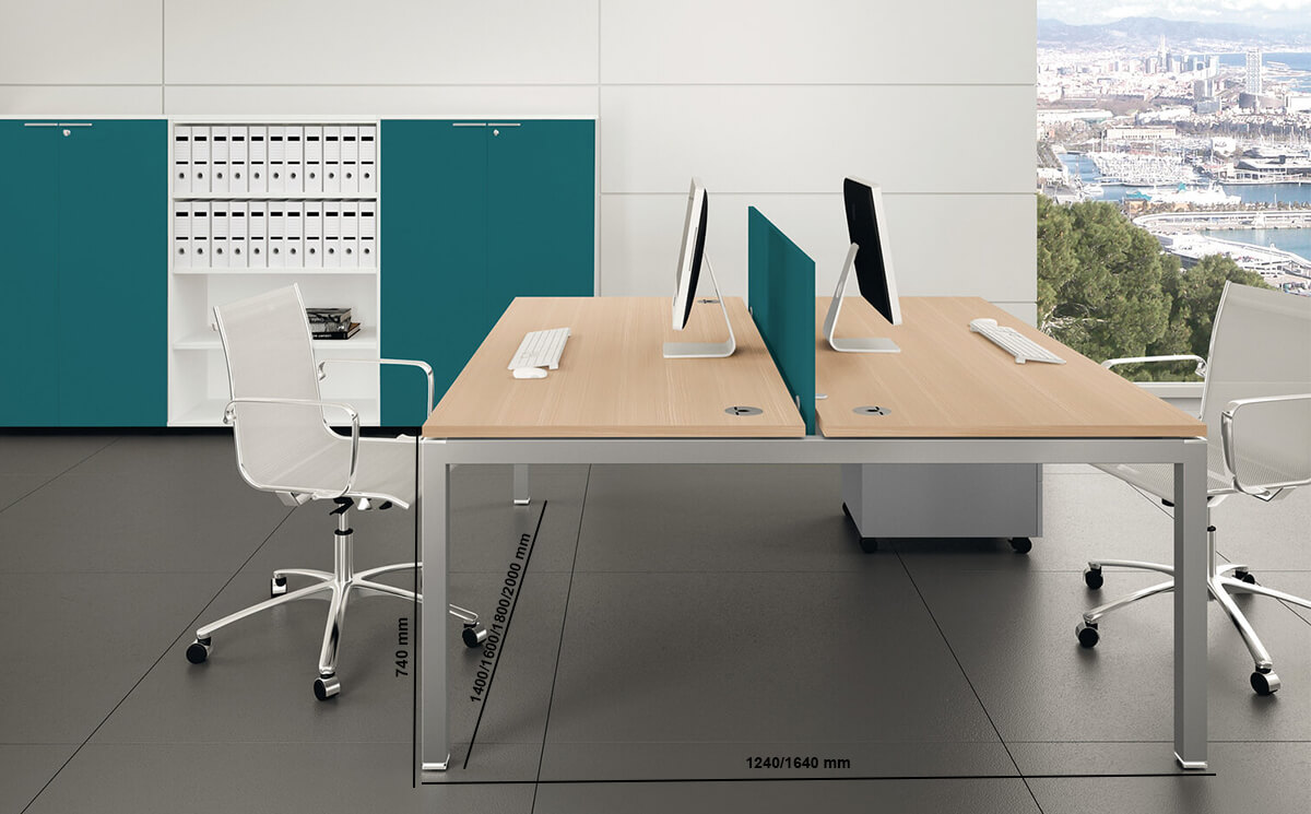 Yakir 2 Operative Desk With Dividing Screen Workstation For 2 People Size Img