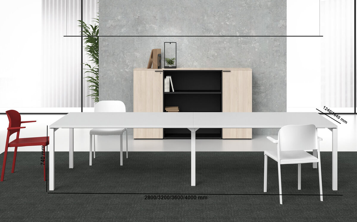 Yakir Melamine Faced Chipboard Office Workstation For 4 Person With Optional Return Size Img