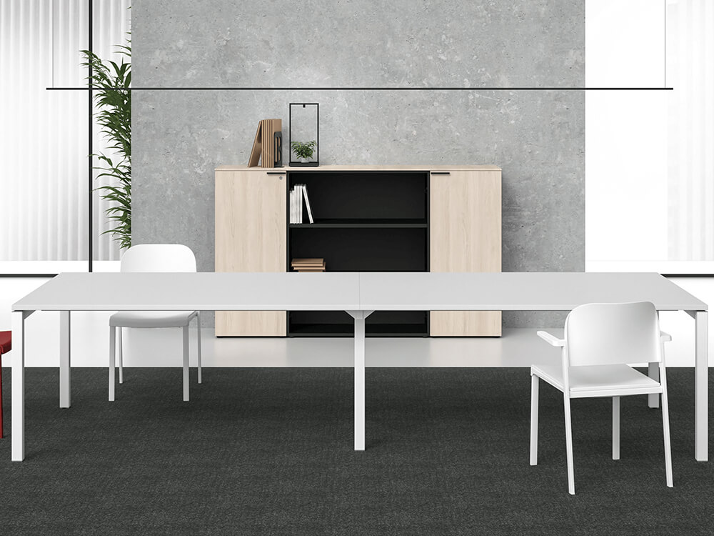 Yakir – Melamine Faced Chipboard Office Workstation For 4 Person With Optional Return Main
