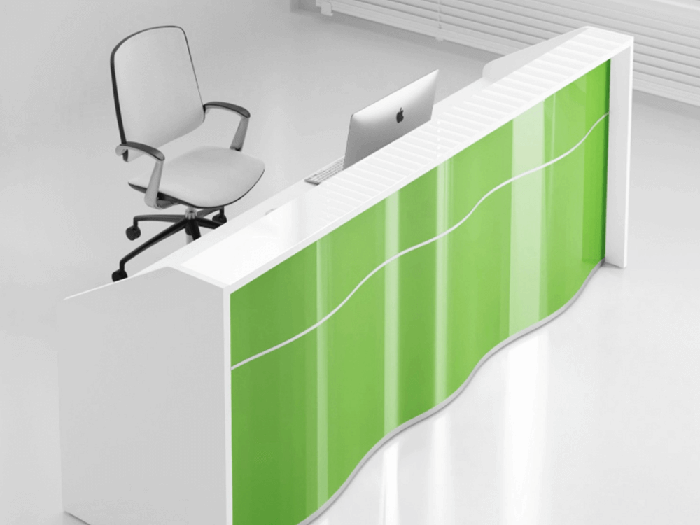Wave Front Reception Desk With Glass Top–arion 2 Lime