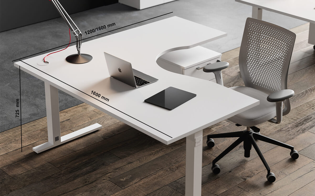 Kera – Square C Leg Corner Office Desk With Return Size