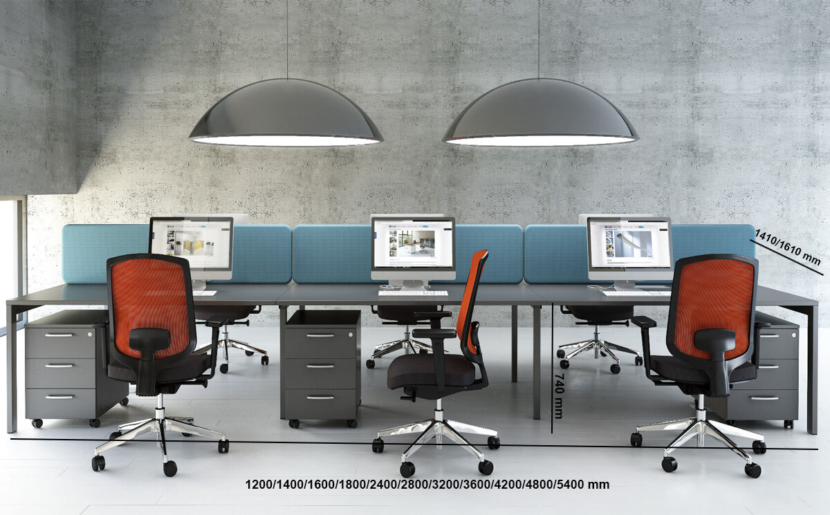Perry 2 – Back To Back 2 Desk Cluster For 2, 4 And 6 Persons Size Img