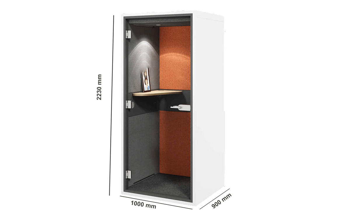 Abramo Acoustic Office Phone Booth With Ventilation And Ergonomic Table Size