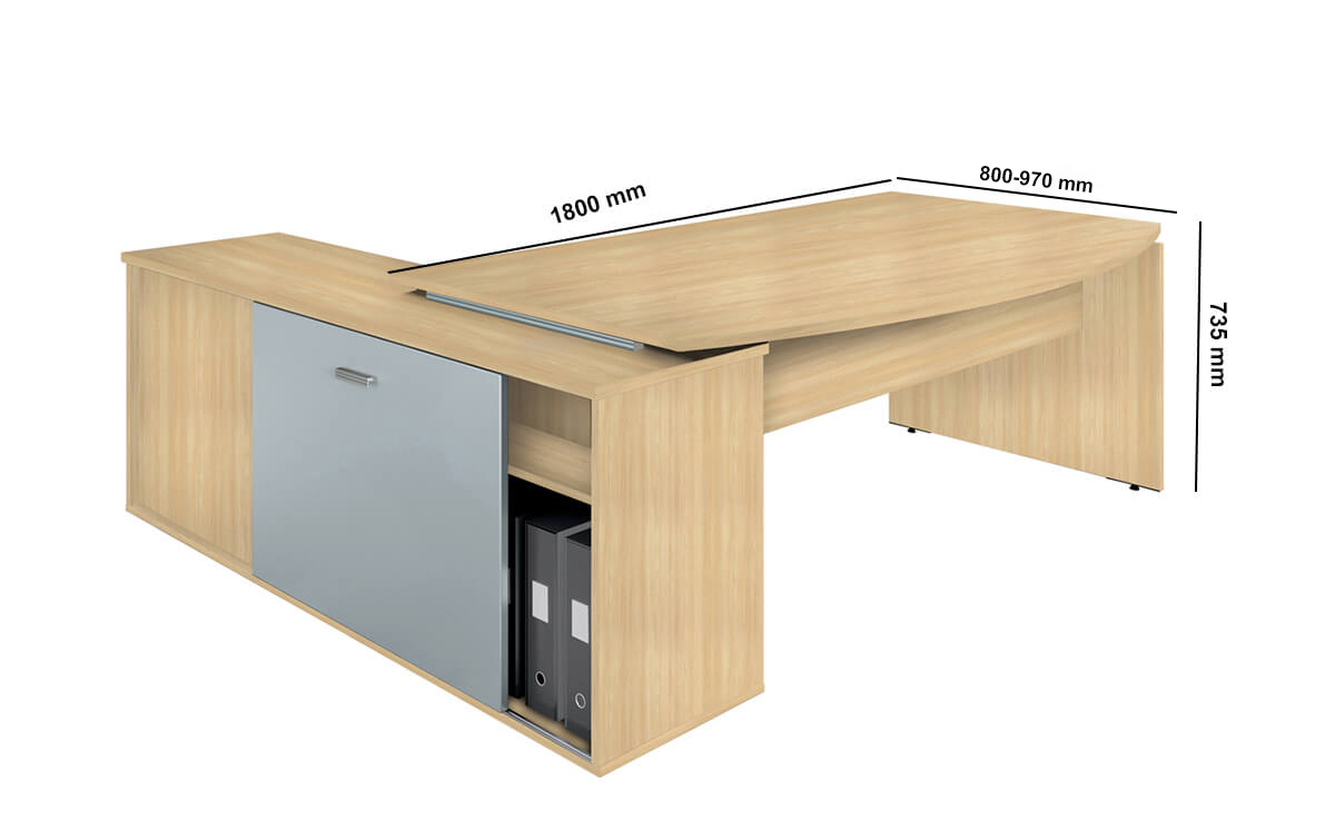 Aldon 1 Curved Rectangular Executive Desk With Optional Credenza Unit