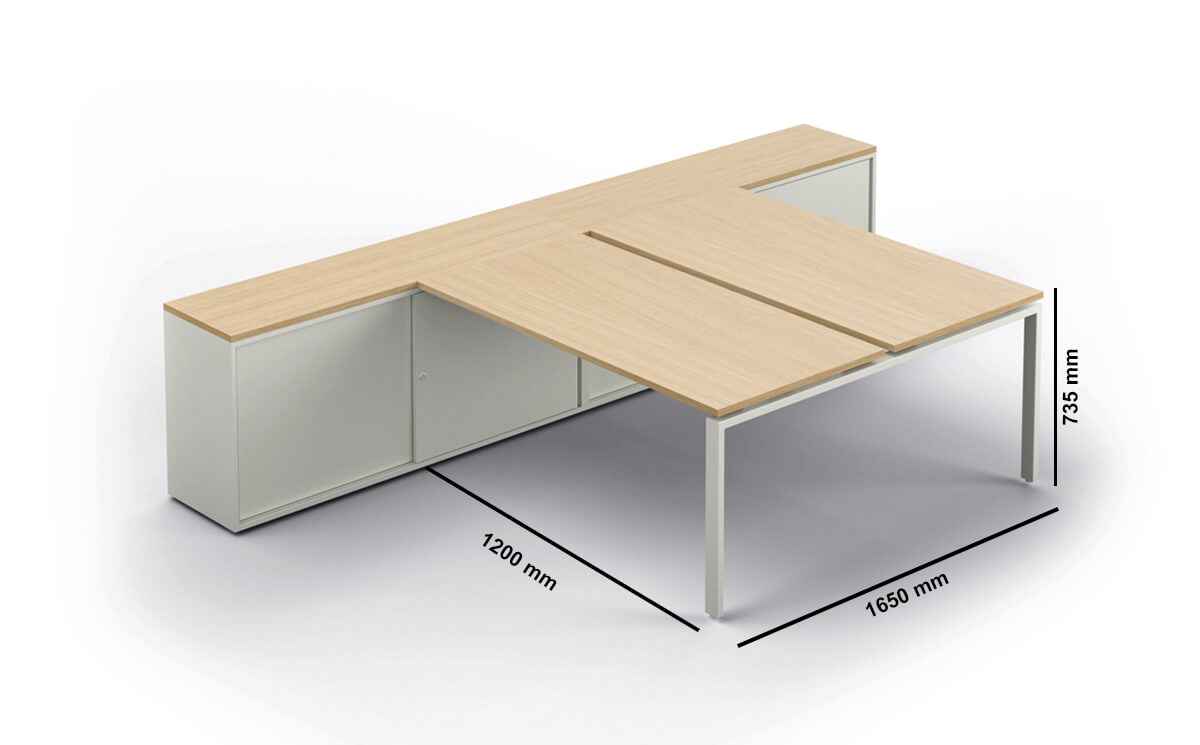 Conect Bench With Optional Credenza Dimension Image