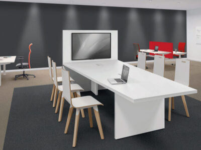 E Meeting Table With Panel Legs And Multimedia Wall Main Image