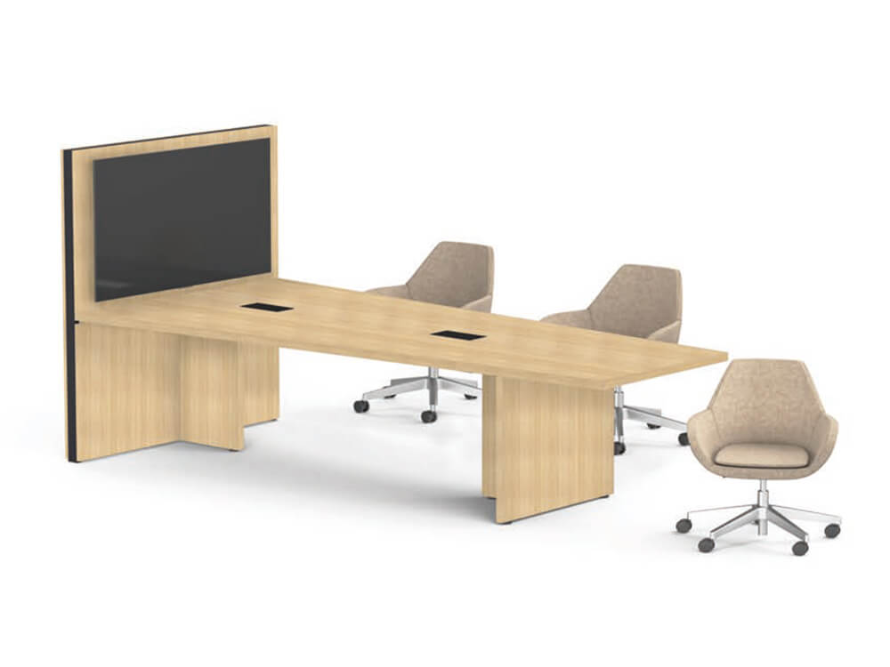 E Meeting Table With Panel Legs And Multimedia Wall