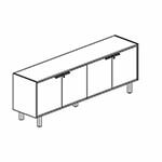 L2036 x D460 x H743 (2 Pair Glossy Acrylic Doors with Handle with Handle and, without Shelves)
