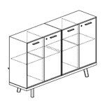 L1603 x D400 x H1025 mm (2 Pair of Doors and 2 Partitions, 4 Shelves, 2 Locks)