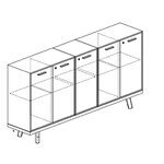 L2006 x D400 x H1025 mm (2 Pair of Doors and 2 Partitions,1 RH Door, 5 Shelves, 3 Locks)