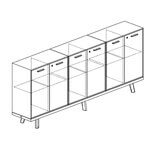 L2409 x D400 x H1025 mm (3 Pair of Doors, 3 Partitions, 6 Shelves, 3 Locks)