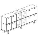 L2409 x D400 x H1025 mm (4 Pair of Doors and 4 Locks, 4 Open compartments)