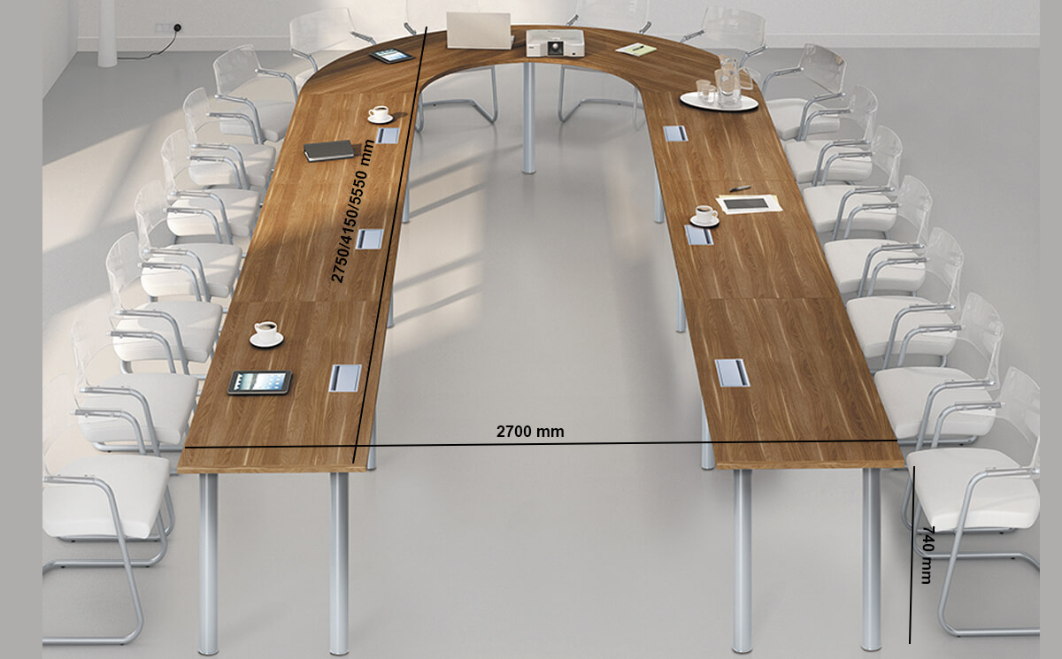 Luca 1 U Shape Meeting Table With Circular Section Metal Legs Size Img (1)