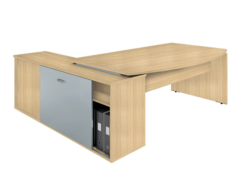 Moka Curved Executive Desk With Credenza Unit 1