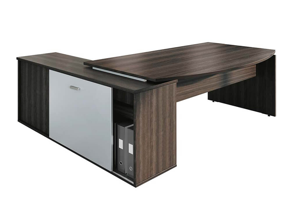 Moka Curved Executive Desk With Credenza Unit