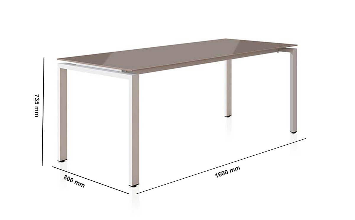 Rio Executive Desk With Glass Top Dimension Image