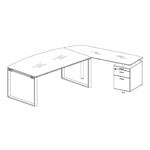 Desk with Return and 2 Drawer Pedestal (Right Side)