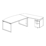 Desk with Return and Pedestal (2 Drawer) (Right Side)