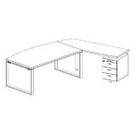 Desk with Return and Pedestal (3 Drawer) (Right Side)