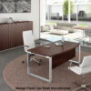 Bonnie 2 Wood Finish Top Ring Leg Executive Desk With Rounded Front With Optional Return 03