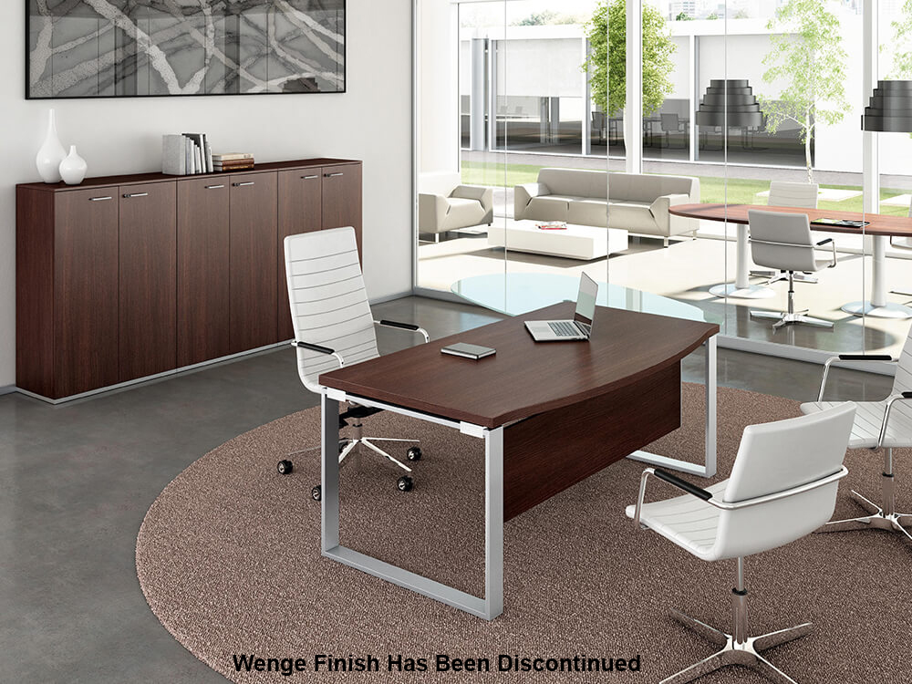 Bonnie 2 Wood Finish Top Ring Leg Executive Desk With Rounded Front With Optional Return 03