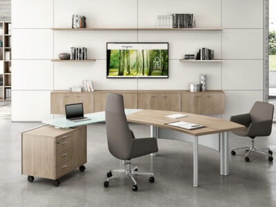 Bonnie 6 Radial Corner Desk With Optional Return & Pedestal Unit