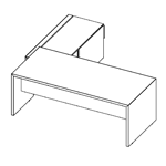 Desk With Credenza Unit (Plain Back, Right Side)
