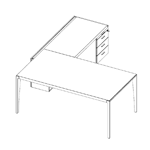 Desk with Return and Supporting Pedestal (Plain Back, Right Side)