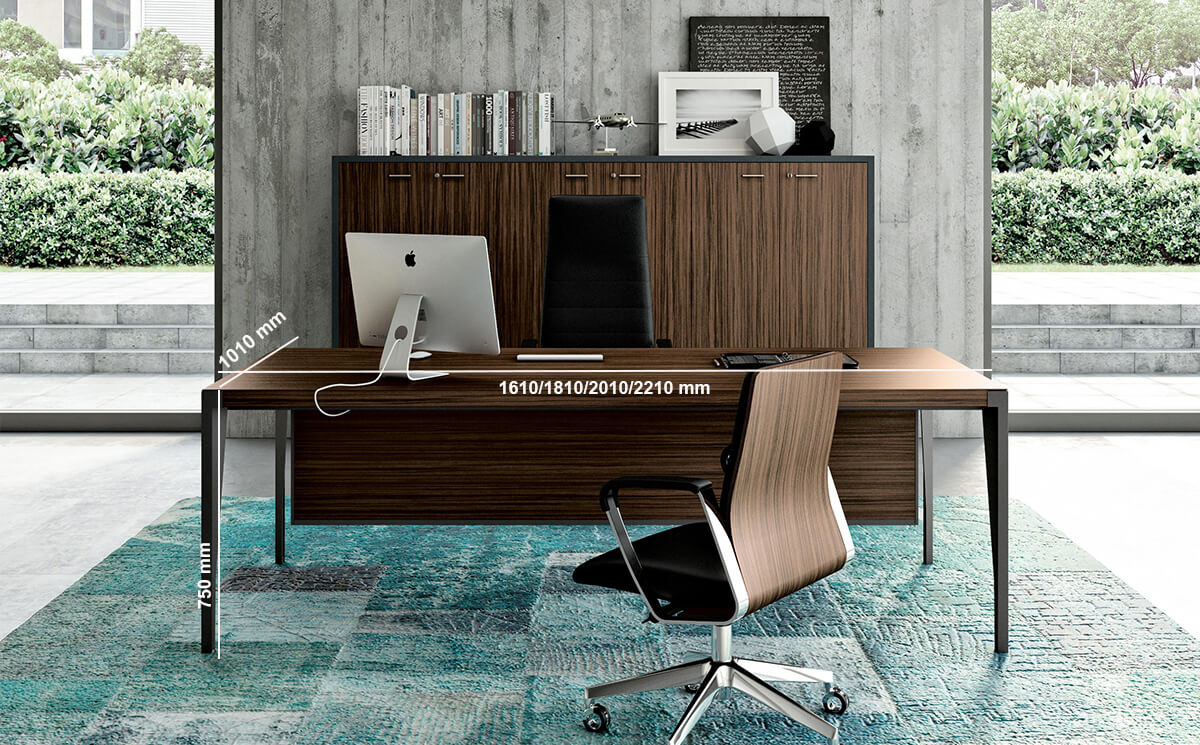 Buono 1 Sleek Executive Desk In Wood Veneer