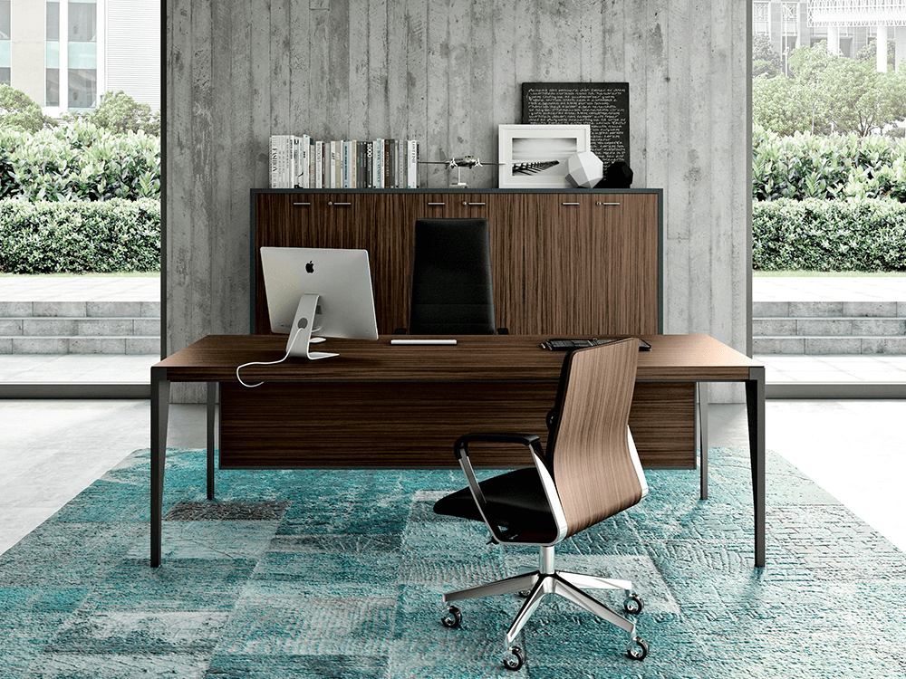 Buono 1 Sleek Executive Desk In Wood Veneer2