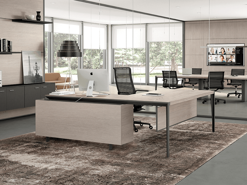 Buono 1 Sleek Executive Desk In Wood Veneer6