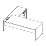 Desk with Return and Pedestal (3 Drawer) On Right Side
