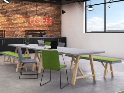 Croyd Rectengular Meeting Table With Wooden Leg 1