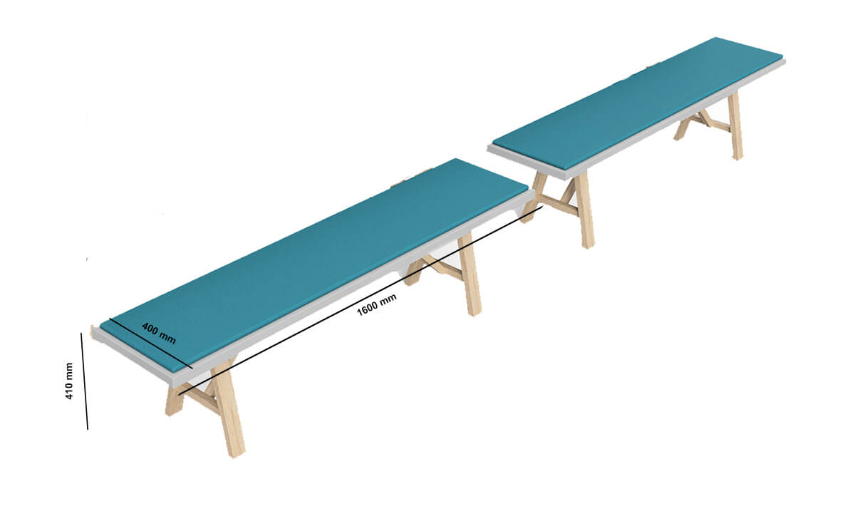 Croyd Wooden Leg Bench Dimension Image