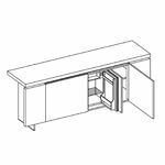 L2400 x D600 x H930 mm (Mobile credenza with fridge and safe)